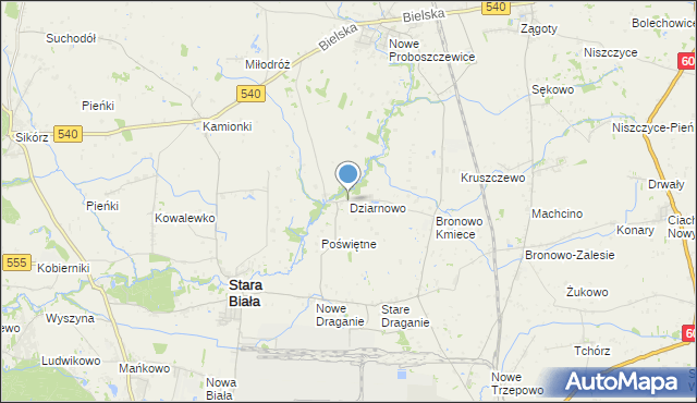 mapa Dziarnowo, Dziarnowo gmina Stara Biała na mapie Targeo